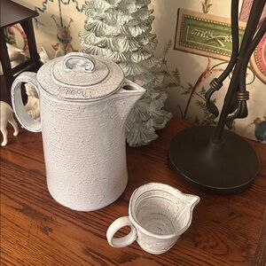 Anthropologie Glenna Italian Earthenware Teapot Ceramic White NWT